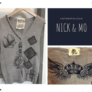 Anthropologie Nick & Mo Gray Sweater Vest Medium